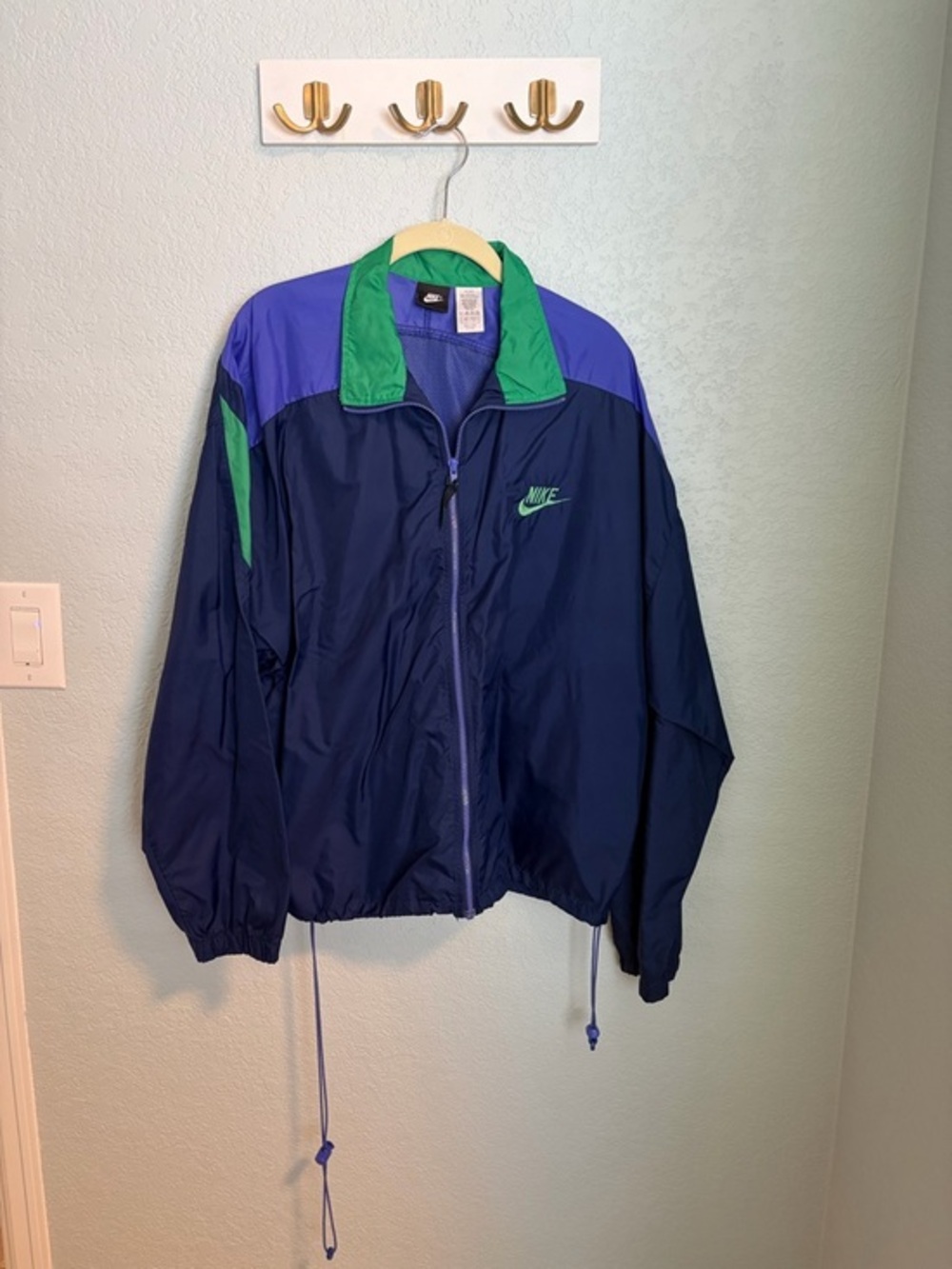 Nike Colorblock Windbreaker Jacket Blue Green Purple Size Large